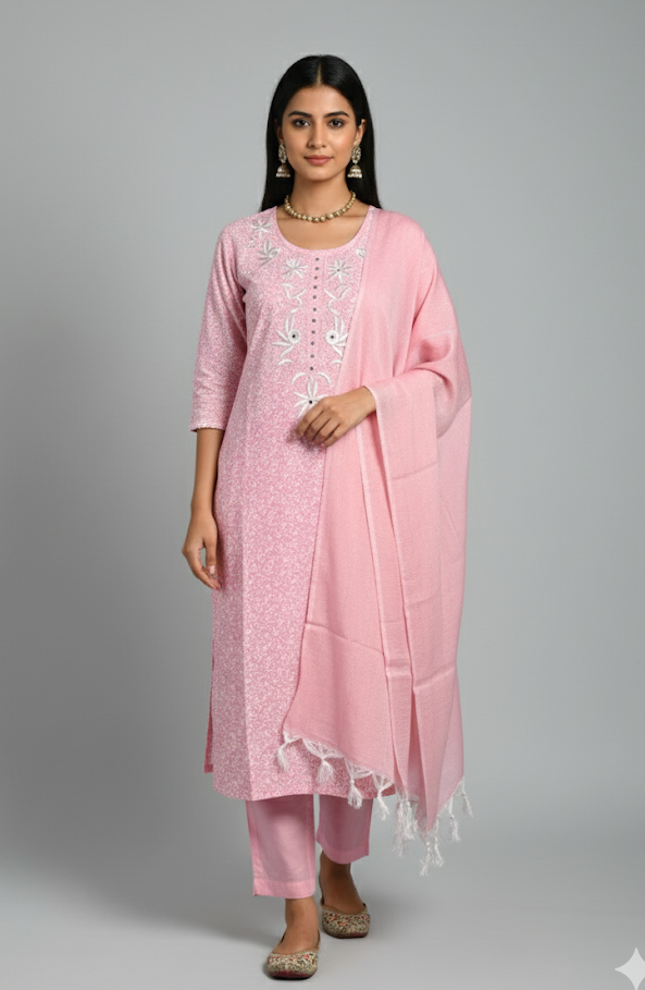 Sunlit Elegance Embroidered Suit Set